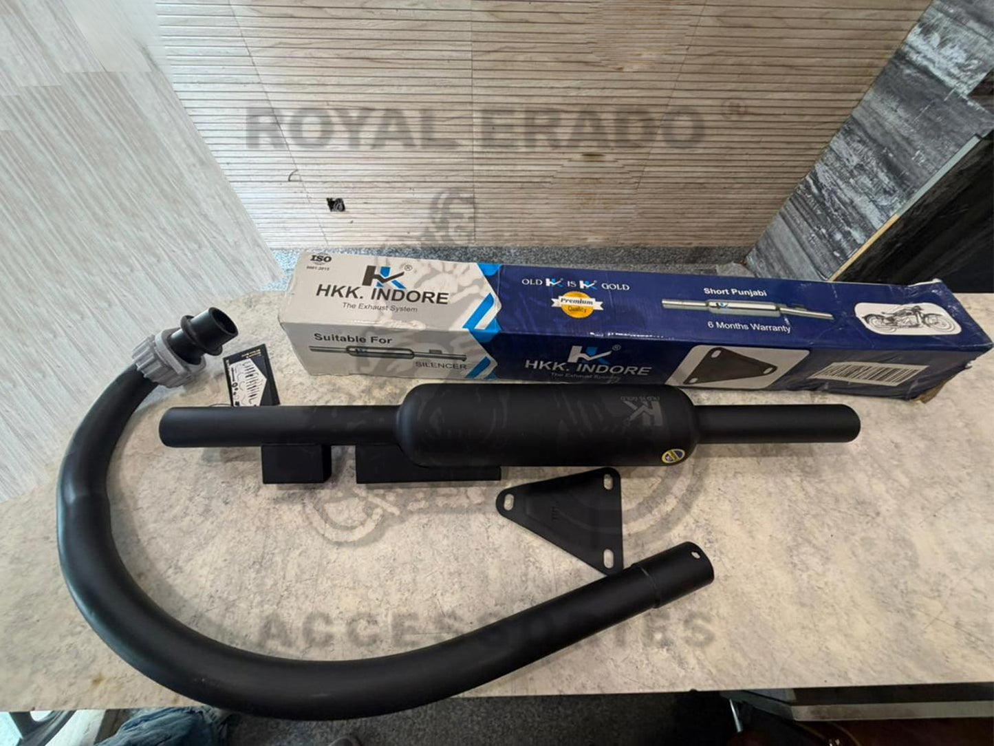 Hk-indore Company Punjab Free-flow Loud Sound Black Silencer Exhaust  & C-type Black Bend Pipe For Royal Enfield Bs-3, Bs-4, Bs-6, Classic Electra & Standard