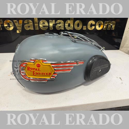 Royal Enfield Tank For Classic Electra Standard Bs-3 Bs-4 Vintage Style With Tank Monogram , Knee Pads And Chrome Grill Without Paint Raw