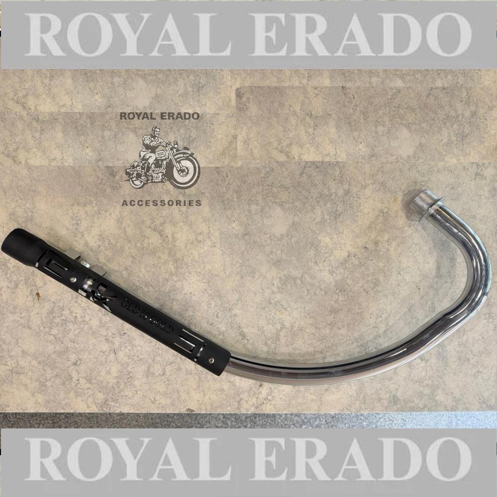 Royal Enfield Reborn Classic & New Standard Battalion Chrome Hk Company C Type Bend Pipe Chrome With Double Sensor Free Flow Loud Sound
