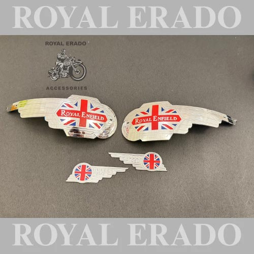 British England Tank Monogram &amp; Tool Box Badge In Chrome For Vintage G2 1962 Bullet 350 &nbsp;Old Model Royal Enfield Classic, Electra, Standard Reborn Classic, New Standard Battalion