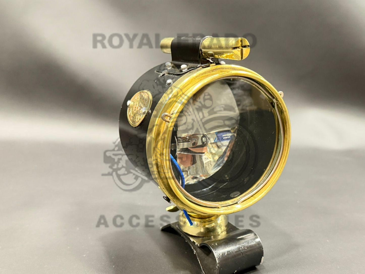Brass Fog Light With 'Lucas' Written In Black For Retro Look For Royal Enfield Classic Electra Standard Vintage G2 1962 Old Model Bullet 350