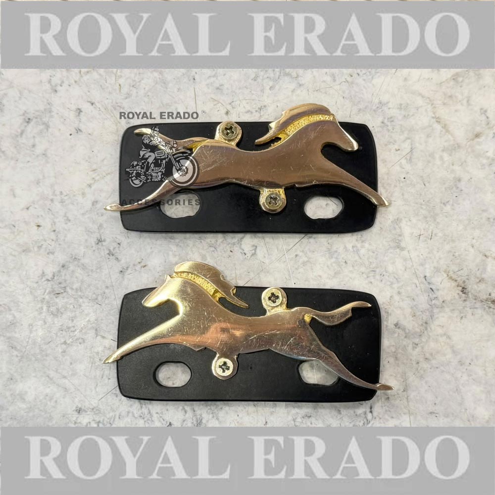 Royal Enfield Rear Seat Handle Brass Horse Monogram Logo For Classic Electra Standard Reborn Classic New Standard Battalion , Vintage G2 1962 Old Model Bullet 350