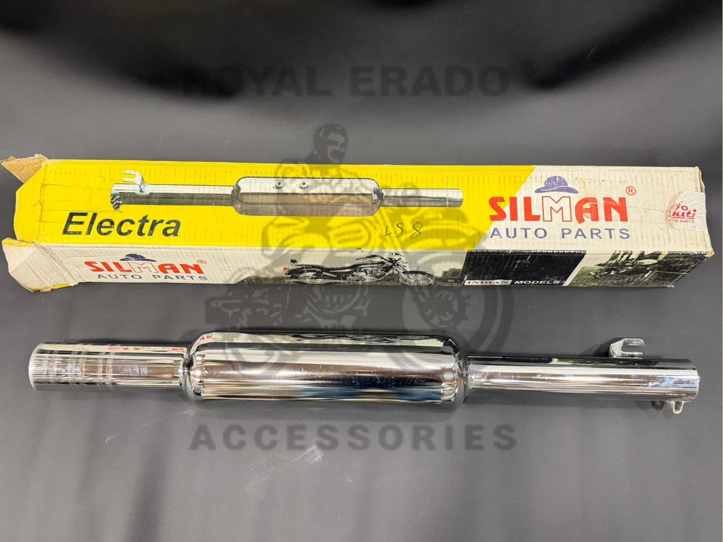 Silman Company Long Punjab Silencer Big Mouth Free Flow Loud Sound Chrome Exhaust For Royal Enfield Short Bend Pipe CI Engine Standard Electra