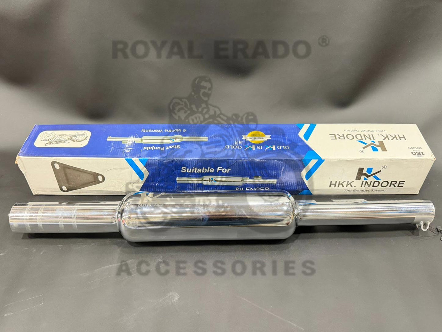 Hk-indore Company Small Punjab (Chota  Mini Punjab) Silencer 63mm Big Mouth Free Flow Loud Sound Chrome Exhaust For Royal Enfield Classic Electra Standard Bs-3 And Bs-4