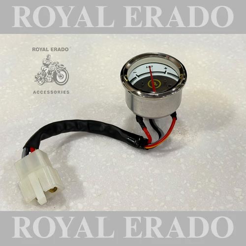 Analogue Ampmeter Ammeter  Meter Compatible With Bullet Classic Electra And Standard 350cc And 500cc Motorcycles Black And White