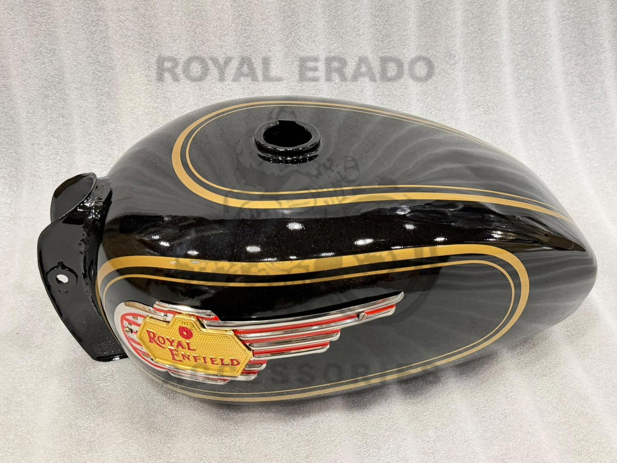 Vintage G2 1962 Old Model Bullet 350 Standard 350 Tank With Monogram, Golden Lining Pinstripe With Paint With Antirust Coating Inside  For Classic Electra Standard Before 2014 Model