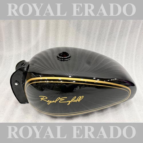 Vintage G2 Style Black Tank With Golden Linning For 1962 Old Model Bullet 350 Classic Electra Standard Cast Iron Engine ( Before 2012 Model )
