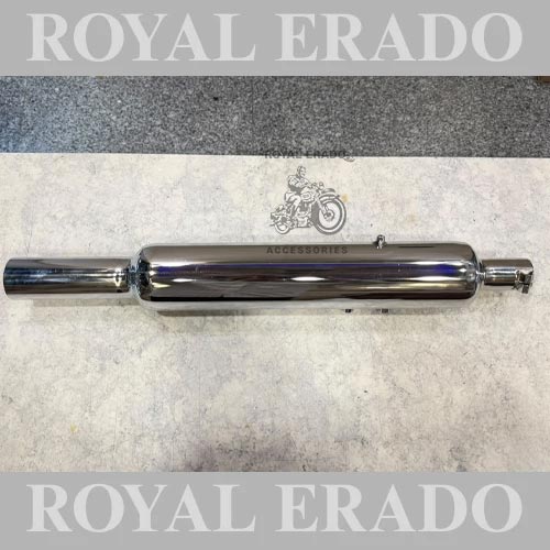 Royal Enfield Reborn Classic & New Standard-bottle Long Bottle Indore Silencer Exhaust Chrome Big Mouth With Filter Medium Sound