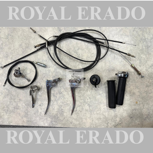Royal enfield old model handle lever kit in brass chrome with cables