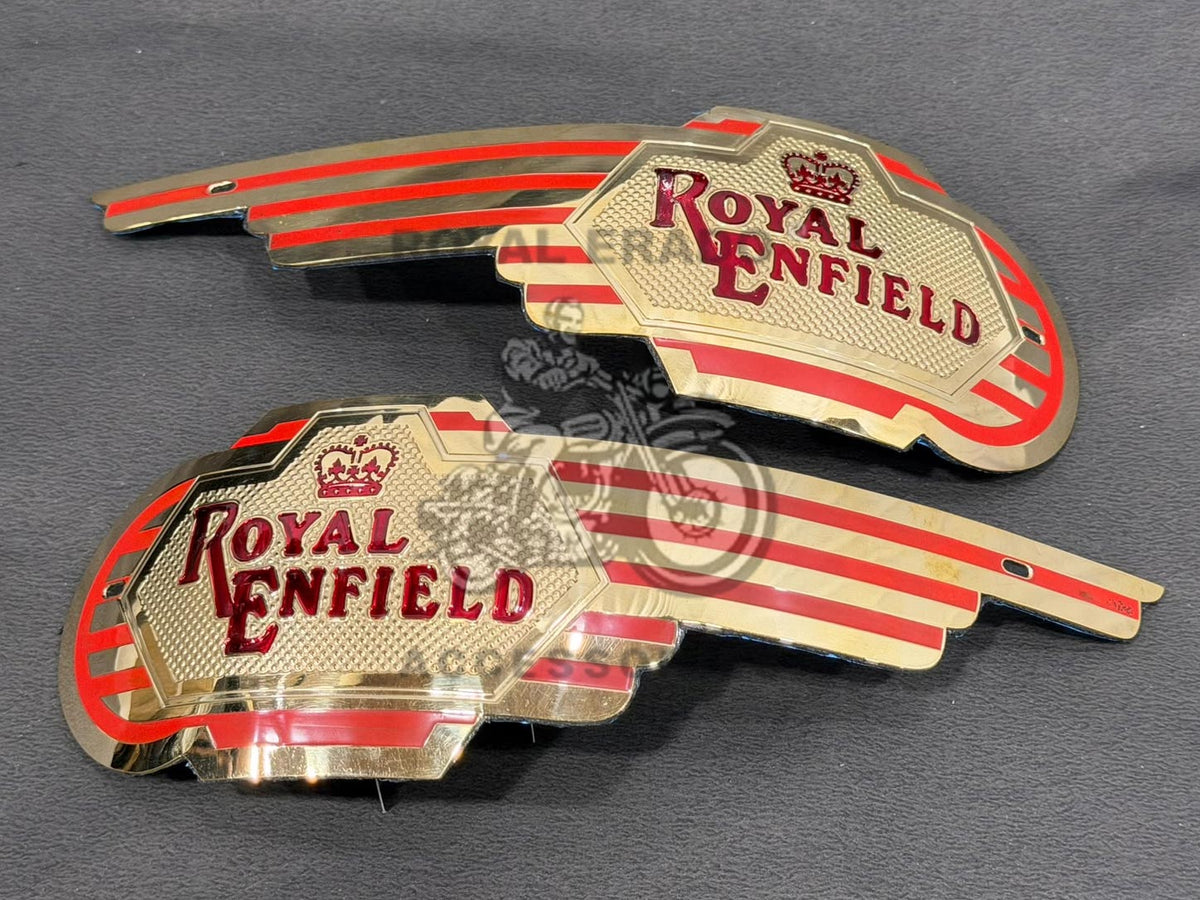 Brass Tank Monogram For Royal Enfield Vintage G2 1962 Old Model Bullet 350 Reborn Classic Electra Standard Battalion (Can Screw/Have 3m Tape Also) Classic 650 Standard 650 Twin Goan