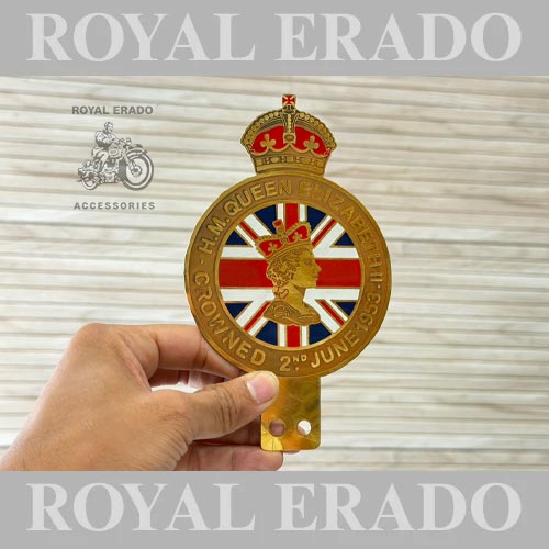 Vintage Queen Elizabeth Monogram In Brass For Vintage G2 1962 Old Model Bullet 350 New Standard Battalion Reborn Classic Electra And Standard, Bsa Norton Triumph, Jawa