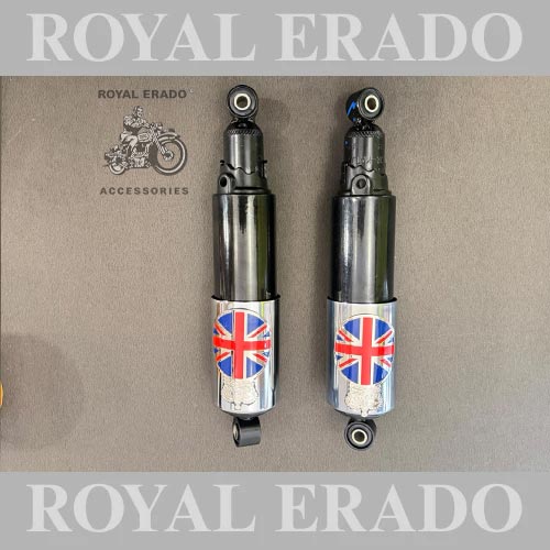 Vintage Bsa Royal Enfield G2 1962 Old Model Bullet 350 British England Crown Badge Emblem Monogram In Chrome For Front Or Rear Shocker  (2 Peaces )
