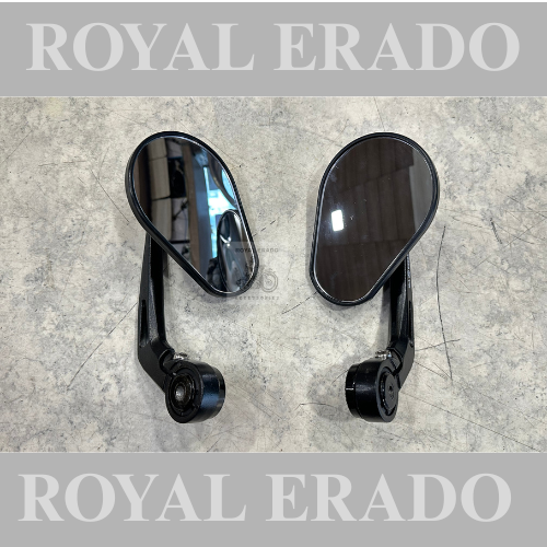 Oval bar end mirror black for Royal Enfield Reborn Classic Electra and Standard Battalion Meteor 350 Super Meteor 650 Interceptor , Gt Continental Hunter 350.