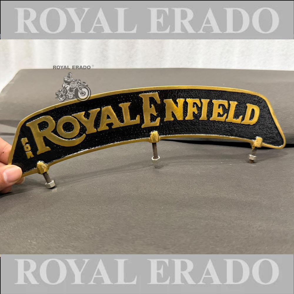 Brass & Black Front Mudguard Number Plate For Royal Enfield Classic Electra Standard Vintage G2 1962 Old Model Bullet 350 Meteor 350 Classic 650 Twin Standard 650 Twin Shotgun Goan Classic