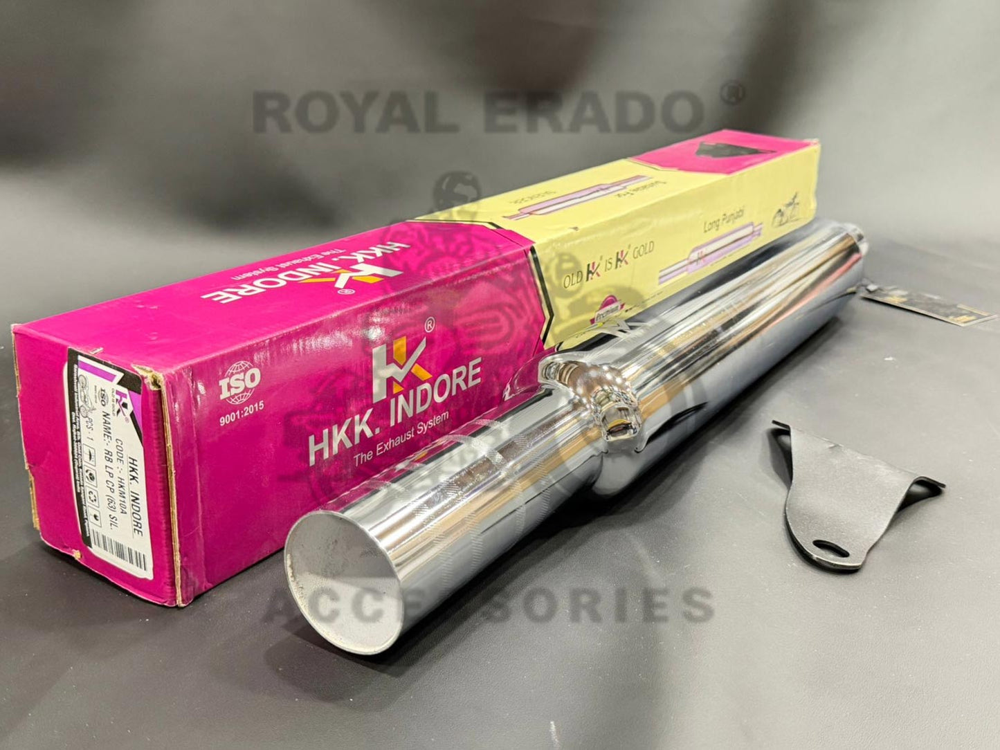 Hk-indore Company Long Punjab Silencer 63mm Big Mouth Free Flow Loud Sound For Royal Enfield J-1950series Reborn Classic & New Standard Battalion