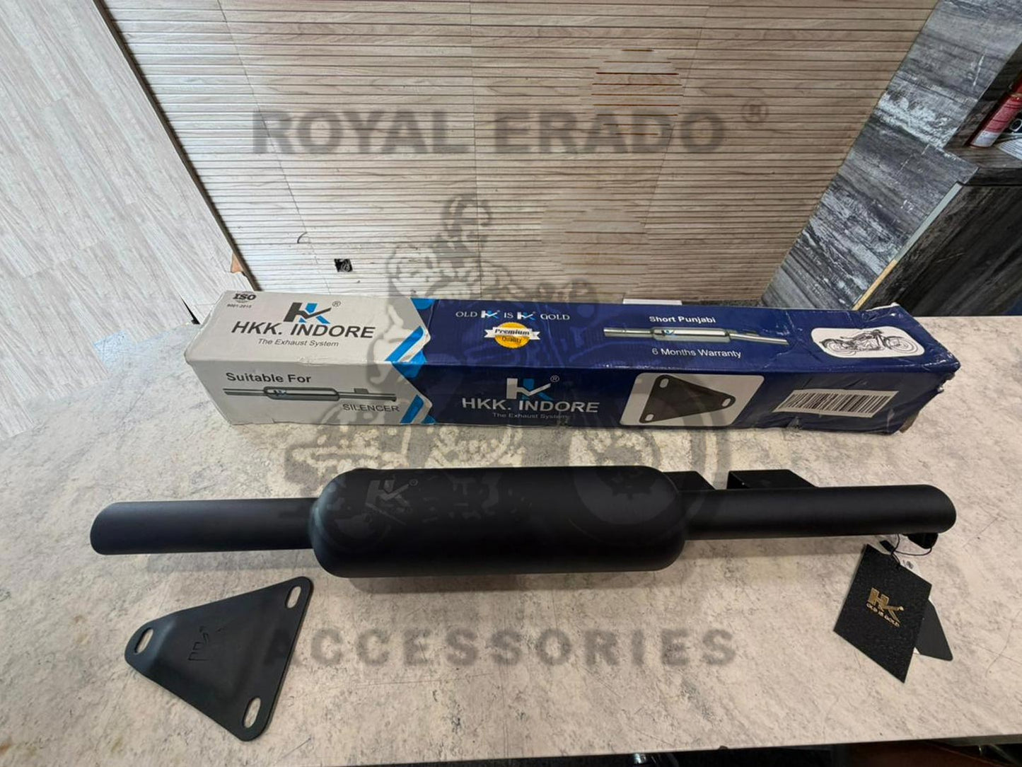 Hk-indore Company Punjab Free-flow Loud Sound Black Silencer Exhaust For Royal Enfield Bs-3, Bs-4, Bs-6, Classic Electra & Standard