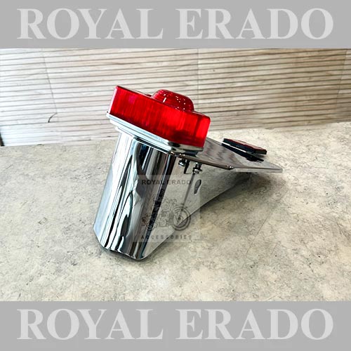 Chrome Number Plate Assembly With Tail Light For Royal Enfield New Battalion Standard, Reborn Classic, Vintage G2 1962 Old Model Bullet 350 Electra Classic Standard