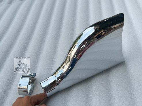 Royal Enfield Chrome Fish Tail Available For Original Silencer / Punjab Silencer / Indore Silencer / For Classic Electra Standard/Reborn Classic/Battalion Standard