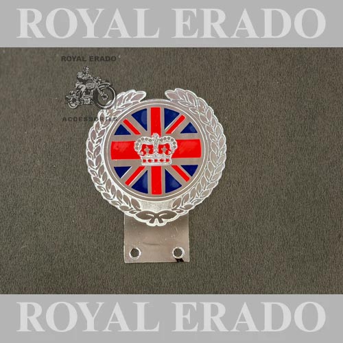Rare Queen Elizabeth Ii's Coronation Badge  Union Jack England Crown Chrome Badge Monogram For Royal Enfield Reborn Classic Electra Battalion Standard Vintage G2 1962 Old Model Bullet 350 Bsa, Token Holder, For Tool Box, Air Filter Box And Battery Cover