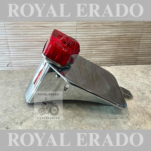 Chrome Number Plate Assembly With Tail Light For Royal Enfield New Battalion Standard, Reborn Classic, Vintage G2 1962 Old Model Bullet 350 Electra Classic Standard