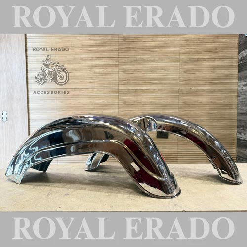 Royal Enfield Standard 350 Chrome Front And Rear Mudguards To Give A Vintage G2 1962-style Look To Your Bike