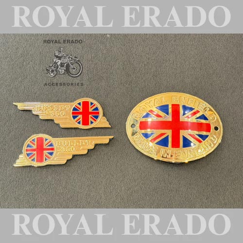 Brass Made In England, Rear Mudguard, Cad &amp; Toolbox Bullet 350 Monogram Logo Badge For Vintage G2 1972 Old Model Bullet 350 Royal Enfield Classic, Electra, Standard Reborn Classic, New Standard Battalion