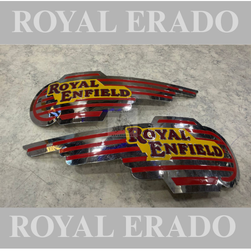 Royal Enfield vintage g2 1963 old model bullet 350 cast iron engine ci engine standard Electra classic tank monogram logo emblem brass chrome.