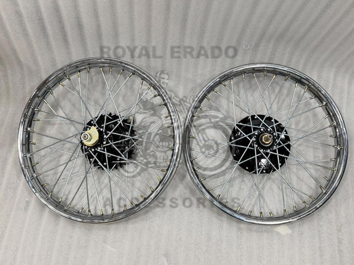 Vintage G2 1962 Old Model Bullet 350 Standard Cycle Hub Wheel Rim Assembly With All Spare Parts ( Direct Installation Plug & Play )