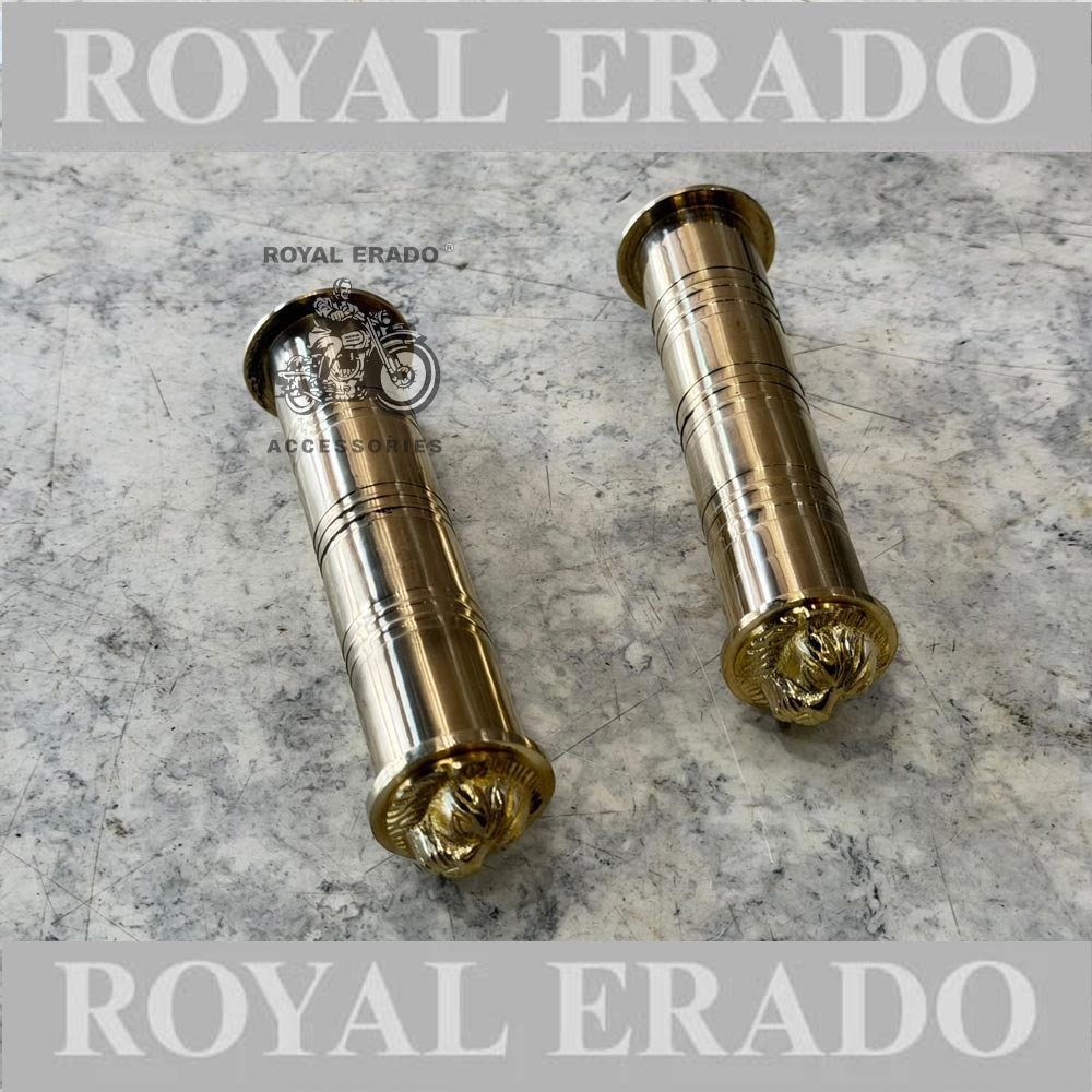 Royal Enfield Brass Grip With Lion Face For Classic Electra Standard Thunderbird Reborn Classic New Standard Meteor 350 Super Meteor 650 Hunter 350 Vintage G2 1962 Old