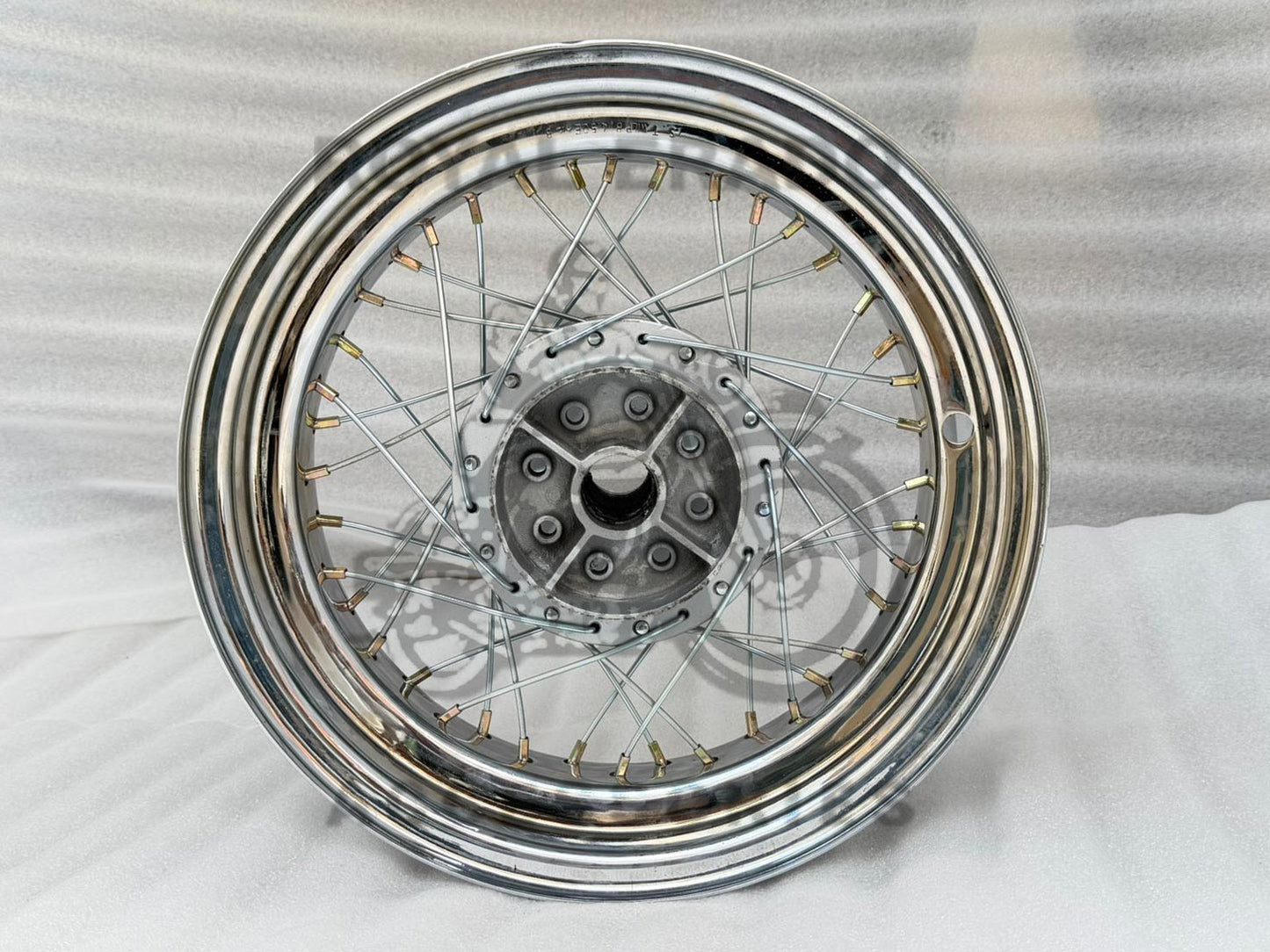 Rear 16" Chrome Wheel Rims 5" Wide In Mild Steel (Iron) For Broad Tyre And Balloon Bobber Tyres, For Royal Enfield Classic Electra Standard Reborn Classic Battalion Standard, Interceptor & Continental, Gt650
