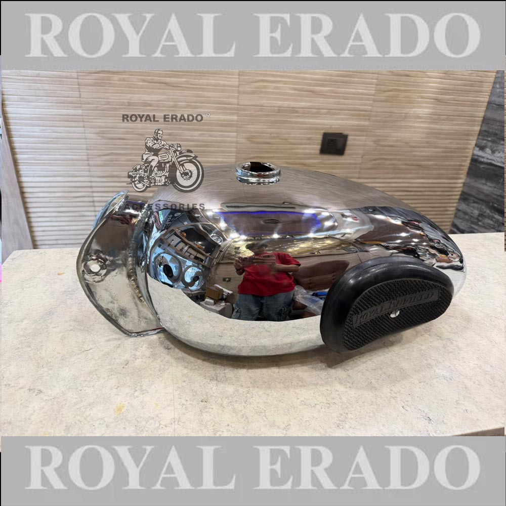 Royal Enfield Chrome Tank 14 Litres With Knee Pads For  Vintage G2 1962 Old Model Bullet 350 Classic Electra Standard