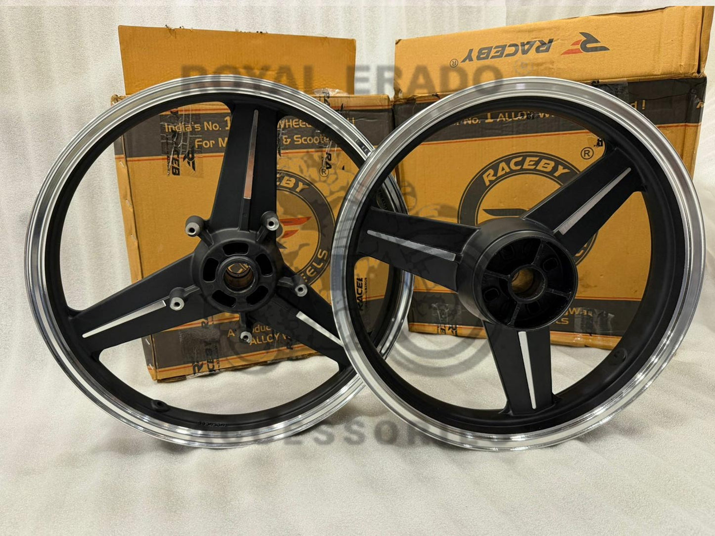 Mercedes Diamond Black Alloy Wheel For Royal Enfield Reborn Classic Single Disc And New Standard Battalion After 2022 Model (Front 19” Disc & Rear Drum 18”)