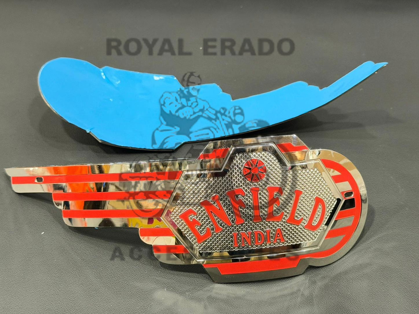 Tank Monogram Emblem Logo Enfield India In Chrome Vintage G2 1962 Old Model Bullet 350 Style For Royal Enfield Classic Electra Standard Reborn Classic Battalion Standard ( Can Screw And Paste Both ) With Double Side Tape