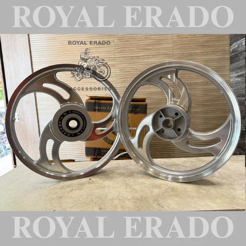 Raceby Kingway 3-spoke 3s 3 Open Silver Chrome Alloy Wheel For Royal Enfield Classic 350 Single-disc And Standard 500cc (Front 19” Disc & Rear Drum 18")