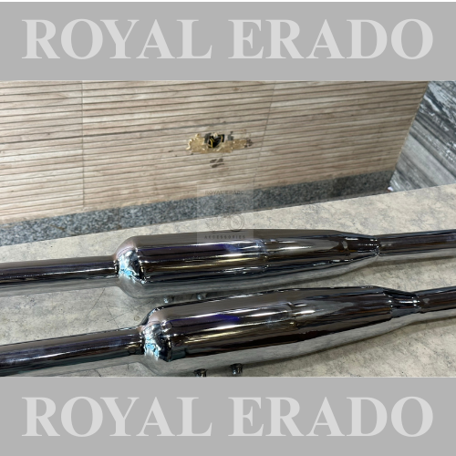 Royal enfield vintage 1962 model g2 style bsa triumph design exhaust silencer in chrome  for classic Electra standard with double boar head