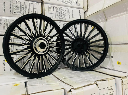 ROYAL ERADO Imported 20 spoke Alloy Wheel Set BIG drum brake ROYAL ERADO 20 spoke Alloy Wheel Set BIG drum brake | For Splendor I3S N SPLENDOR PLUS N SPLENDOR PRO, Passion PRO & PLUS, CD Deluxe, CD Dawn from 2018 MODELS & Super Splendor & Glamour