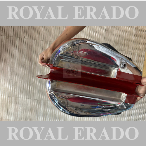 Royal enfield vintage g2 1962 old model bullet classic electra standard bs-3 ba-4 chrome and red tank with grill and knee pads