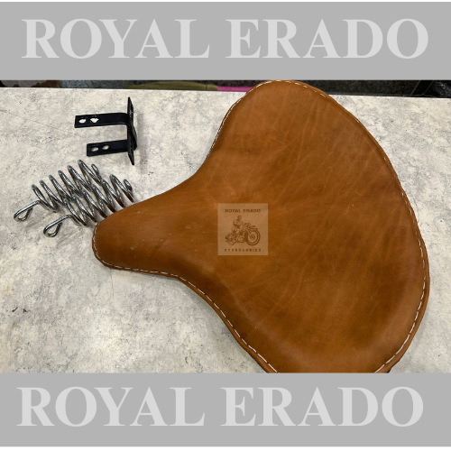 Royal enfield broadcast broadcast seat in tan brown leather with spring Kabir Singh seat front for classic electra and standard