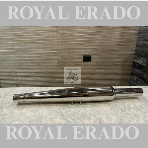 Royal enfield classic Electra standard reborn classic standard battalion hunter 350 meteor 350 goldstar exhaust silencer in stainless steel non- rustable with db killer and glasswool , would give base sound