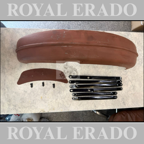 Royal enfield vintage g2 1962 old model bullet 350 style front mudguard with number plate ad stays for classic electra and standard