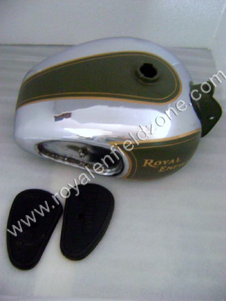 18 TO 20 LITRES MILITARY GREEN PAINTED TANK (CAN BE PAINTED ACCORDING TO YOUR BIKE ) FOR ROYAL ENFIELD WITH RUBBER KNEE PAD