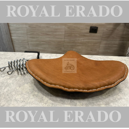 Royal enfield broadcast broadcast seat in tan brown leather with spring Kabir Singh seat front for classic electra and standard
