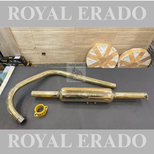 Royal enfield vintage g2 1962 model old bullet classic electra standard brass silencer exhaust and brass L- type bend pipe