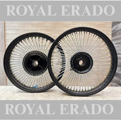 Royal Enfield Classic (BS3-BS3) Electra standard vintage g2 1962 old model bullet 350 100 spoke wheel rim in black and silver.