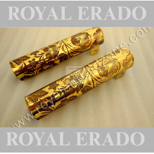 Royal Enfield vintage g2 1962 old model standard bullet 350 classic (BS3, BS4) electra front brass shocker shock absorber cover engraved with antique laser etching