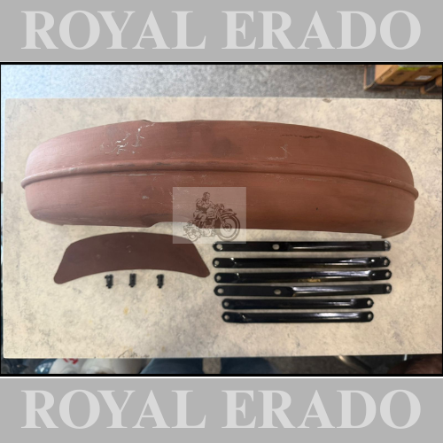 Royal enfield vintage g2 1962 old model bullet 350 style front mudguard with number plate ad stays for classic electra and standard