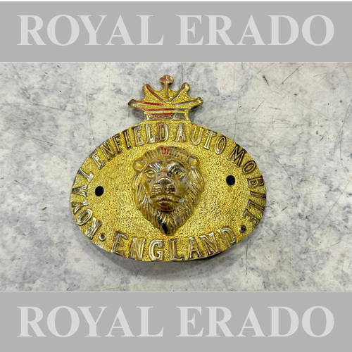 Royal Enfield vintage 1962 g2 old model bullet reborn classic electra battalion standard bullet 350 meteor 350 super meteor 650 interceptor 650 and continental gt  rear mudguard cad monogram in brass  with lion face logo