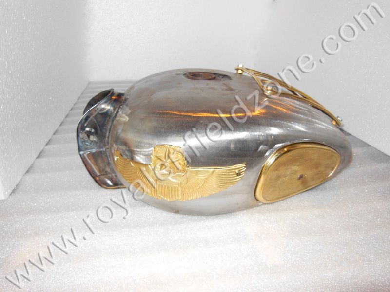 18 to 20 Liters raw tank for Royal Enfield with Brass tank grill &amp; star tank &amp; Star tank Monogram with Brass knee pad