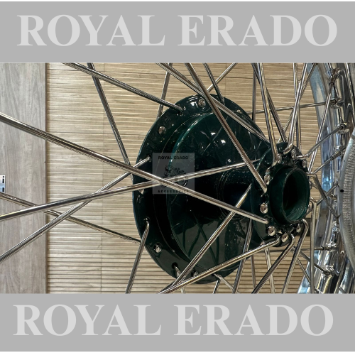 Royal enfield cycle wheel rim assembly for old model g2 1962 bullet 350 standard in black and chrome