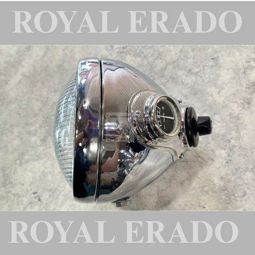 Royal enfield vintage g2 1962 old model bullet 350 standard electra and classic , Thunderbird old model style head light in chrome  with ampmeter and head light switch